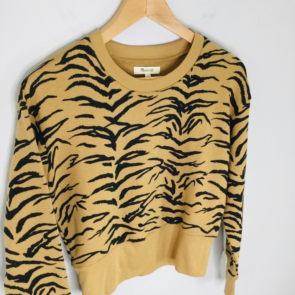 Madewell Sweatshirt NWT crop shrunken cropped tiger stripe